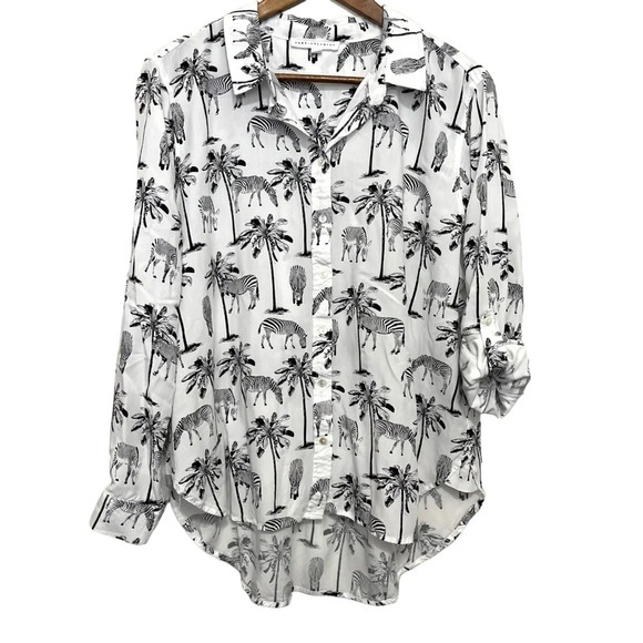 Jane + Delancey Zebra Print Roll Sleeve Shirt Size XL - Picture 5 of 5